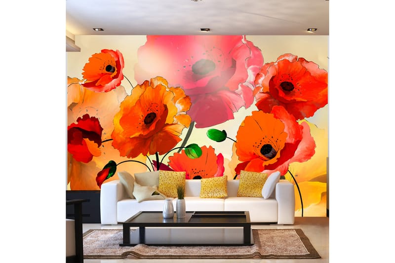 Fototapet Velvet Poppies 150x105 - Artgeist sp. z o. o. - Innredning - Veggdekorasjon - Tapeter - Fototapeter