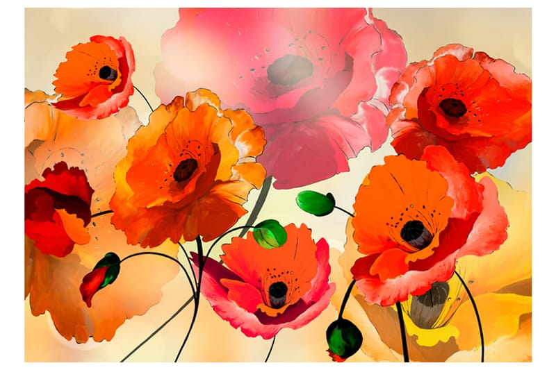 Fototapet Velvet Poppies 150x105 - Artgeist sp. z o. o. - Innredning - Veggdekorasjon - Tapeter - Fototapeter