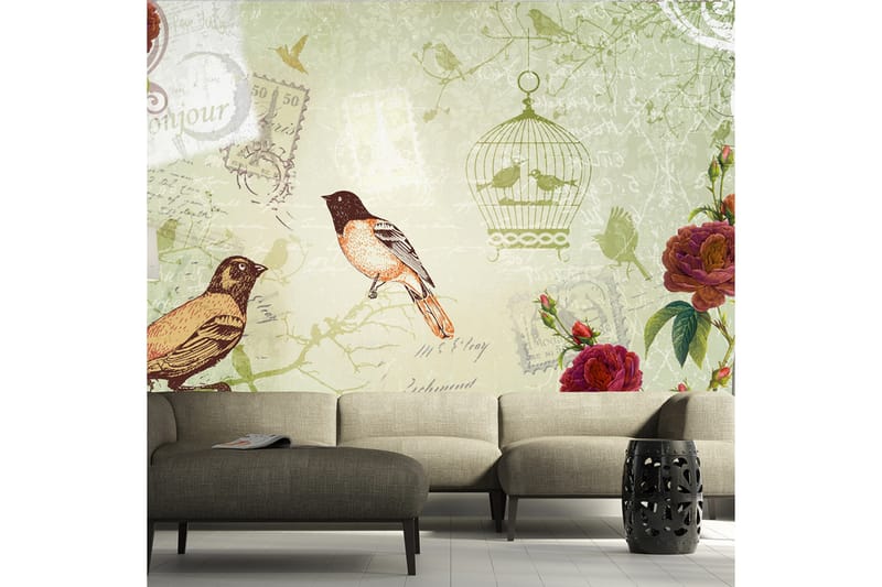 Fototapet Vintage Birds 150x105 - Artgeist sp. z o. o. - Innredning - Veggdekorasjon - Tapeter - Fototapeter