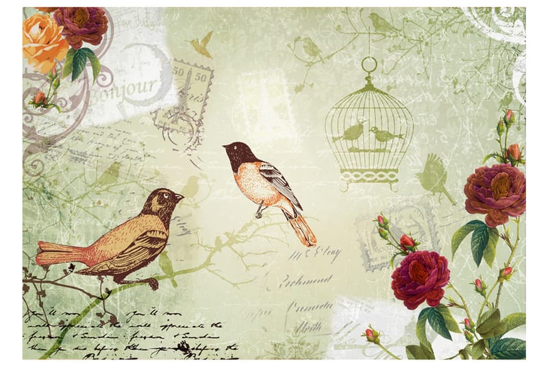 Fototapet Vintage Birds 150x105 - Artgeist sp. z o. o. - Innredning - Veggdekorasjon - Tapeter - Fototapeter