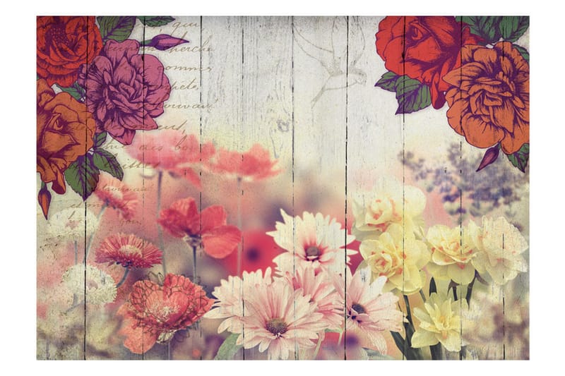 Fototapet Vintage Flowers 300x210 - Artgeist sp. z o. o. - Innredning - Veggdekorasjon - Tapeter - Fototapeter