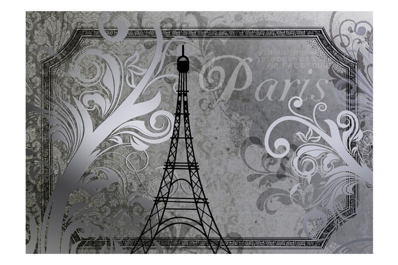 Fototapet Vintage Paris Silver 300x210 - Artgeist sp. z o. o. - Innredning - Veggdekorasjon - Tapeter - Fototapeter