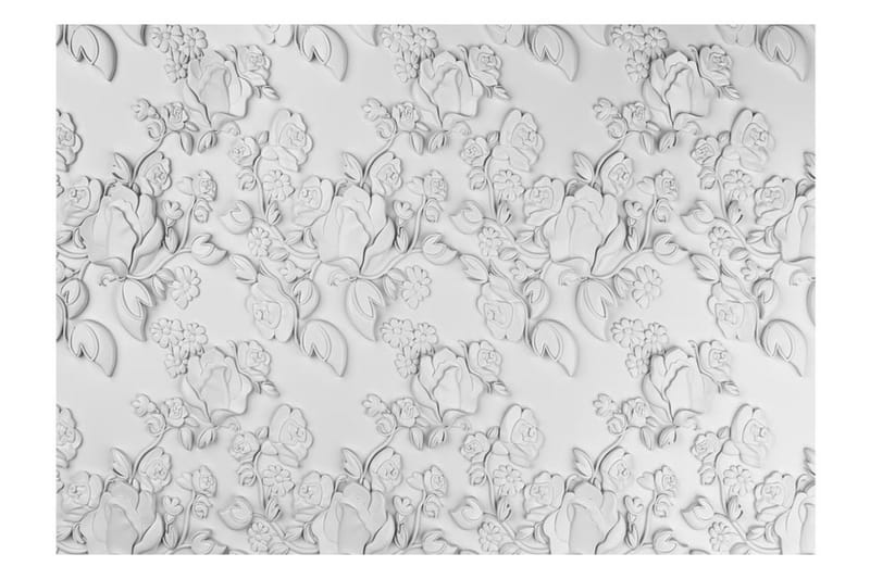 Fototapet White Ornament Roses 350x245 - Artgeist sp. z o. o. - Innredning - Veggdekorasjon - Tapeter - Fototapeter