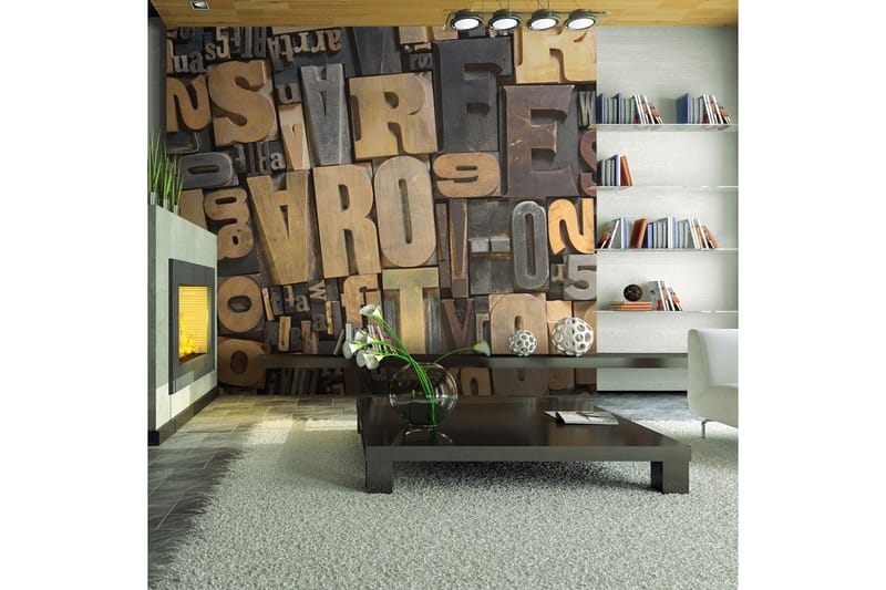 Fototapet Wood Lettering 200x154 - Artgeist sp. z o. o. - Innredning - Veggdekorasjon - Tapeter - Fototapeter
