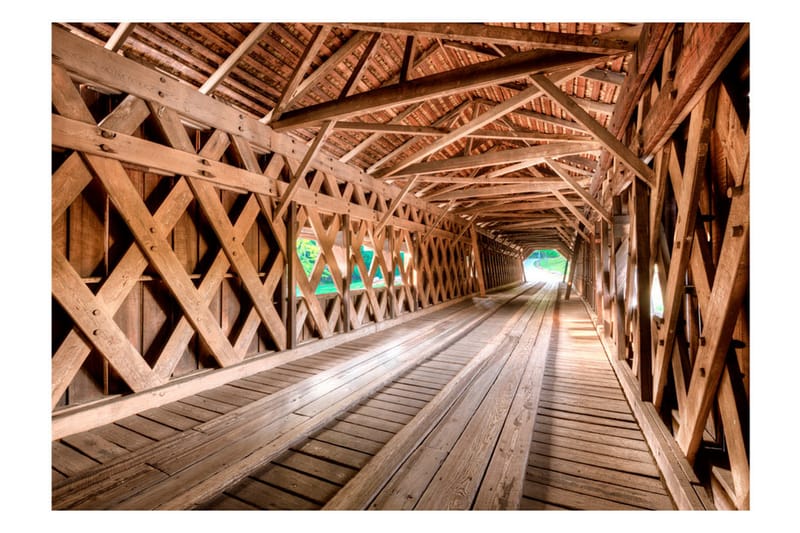 Fototapet Wooden Bridge 400x280 - Artgeist sp. z o. o. - Innredning - Veggdekorasjon - Tapeter - Fototapeter