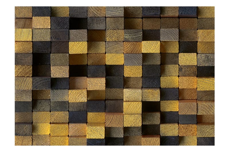 Fototapet Wooden Cubes 100x70 - Innredning - Veggdekorasjon - Tapeter - Fototapeter
