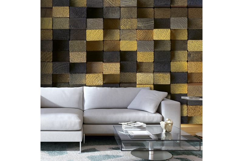 Fototapet Wooden Cubes 300x210 - Artgeist sp. z o. o. - Innredning - Veggdekorasjon - Tapeter - Fototapeter