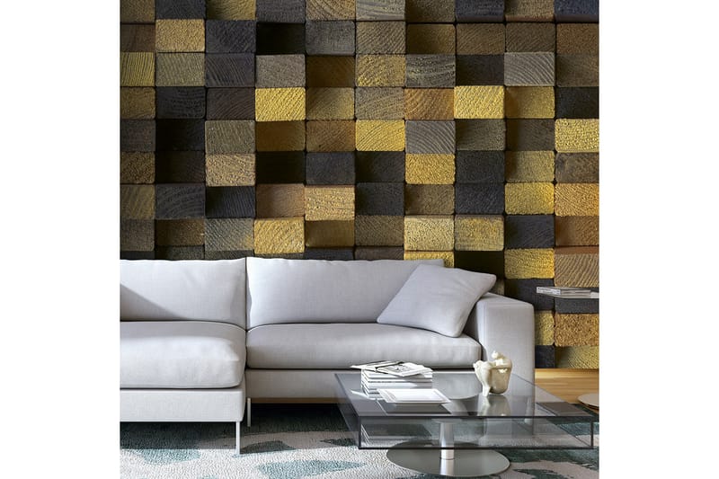 Fototapet Wooden Cubes 400x280 - Artgeist sp. z o. o. - Innredning - Veggdekorasjon - Tapeter - Fototapeter