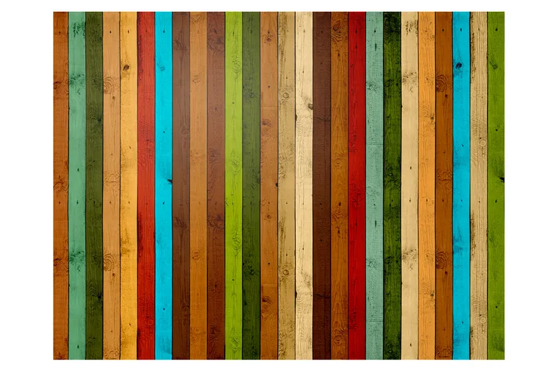 Fototapet Wooden Rainbow 350x270, Artgeist sp. z o. o.