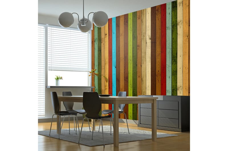 Fototapet Wooden Rainbow 350x270 - Artgeist sp. z o. o. - Innredning - Veggdekorasjon - Tapeter - Fototapeter