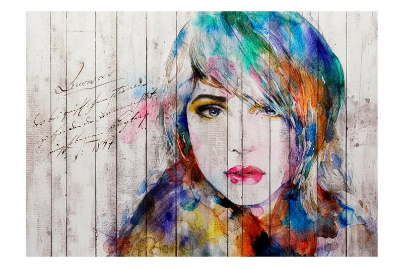 Fototapet Wooden Portrait 200x140 - Finnes i flere størrelser - Innredning - Veggdekorasjon - Tapeter - Fototapeter