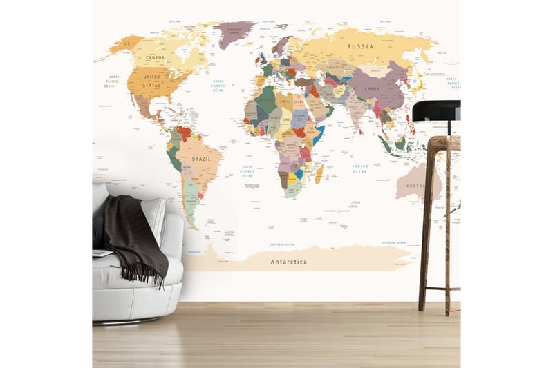 Fototapet World Map 150x105 - Innredning - Veggdekorasjon - Tapeter - Fototapeter