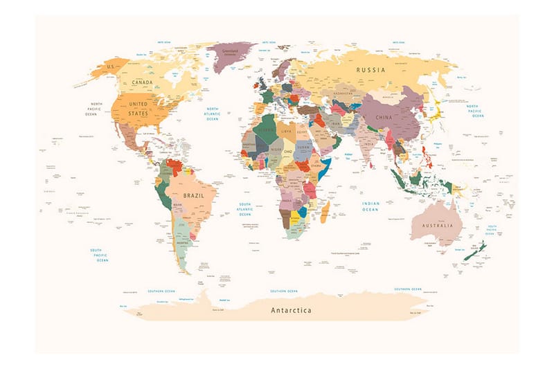 Fototapet World Map 250x175 - Finnes i flere størrelser - Innredning - Veggdekorasjon - Tapeter - Fototapeter