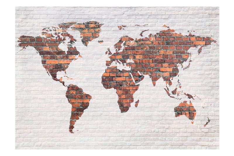 Fototapet World Map Brick Wall 350x245, Finnes i flere størrelser