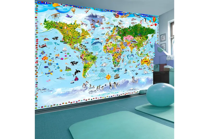 Fototapet World Map For Kids 300x210, Artgeist sp. z o. o.