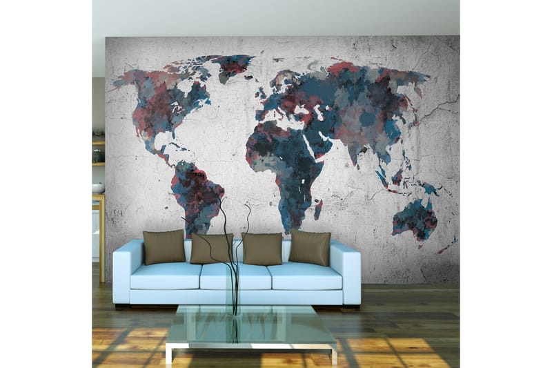 Fototapet World Map On The Wall 250x193 - Artgeist sp. z o. o. - Innredning - Veggdekorasjon - Tapeter - Fototapeter
