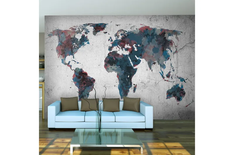 Fototapet World Map On The Wall 250x193, Artgeist sp. z o. o.