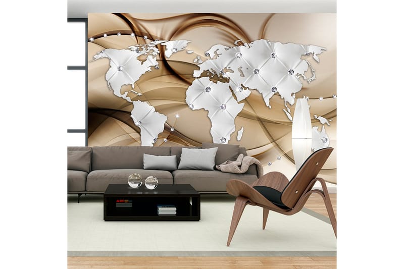 Fototapet World Map White & Diamonds 150x105, Finnes i flere størrelser