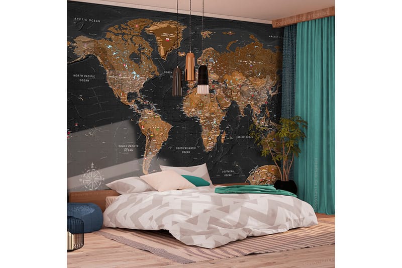 Fototapet World Stylish Map 300x210 - Innredning - Veggdekorasjon - Tapeter - Fototapeter