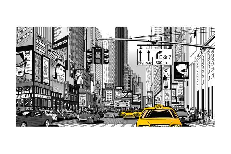 Fototapet XXL Gule Drosjer i NYC 550x270 - Artgeist sp. z o. o. - Innredning - Veggdekorasjon - Tapeter - Fototapeter
