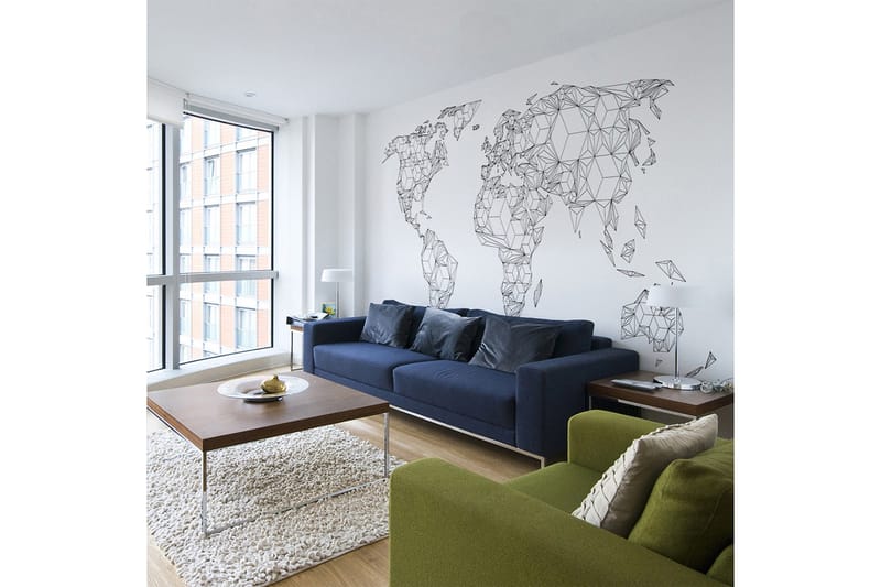 Fototapet XXL Kart over verden Hvite faste stoffer 550x270, Artgeist sp. z o. o.