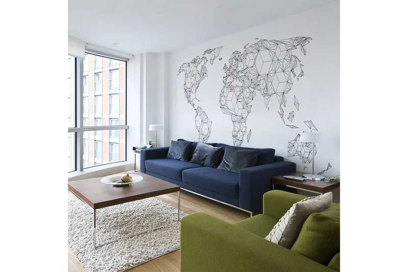 Fototapet XXL Kart over verden Hvite faste stoffer 550x270, Artgeist sp. z o. o.