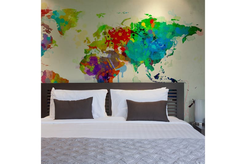 Fototapet Paint Splashes Map Of The World 250x193 - Artgeist sp. z o. o. - Innredning - Veggdekorasjon - Tapeter - Fototapeter