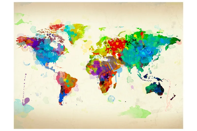 Fototapet Paint Splashes Map Of The World 300x231 - Artgeist sp. z o. o. - Innredning - Veggdekorasjon - Tapeter - Fototapeter