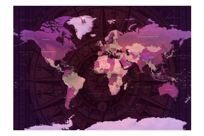 Fototapet Purple World Map 200x140 - Fototapeter