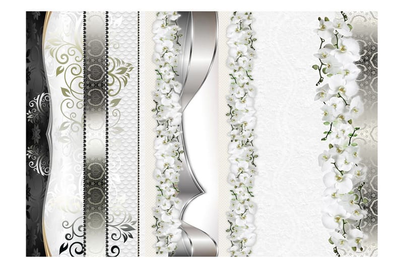 Fototapet Parade Of Orchids In Shades Of Gray 400x280 - Artgeist sp. z o. o. - Innredning - Veggdekorasjon - Tapeter - Fototapeter