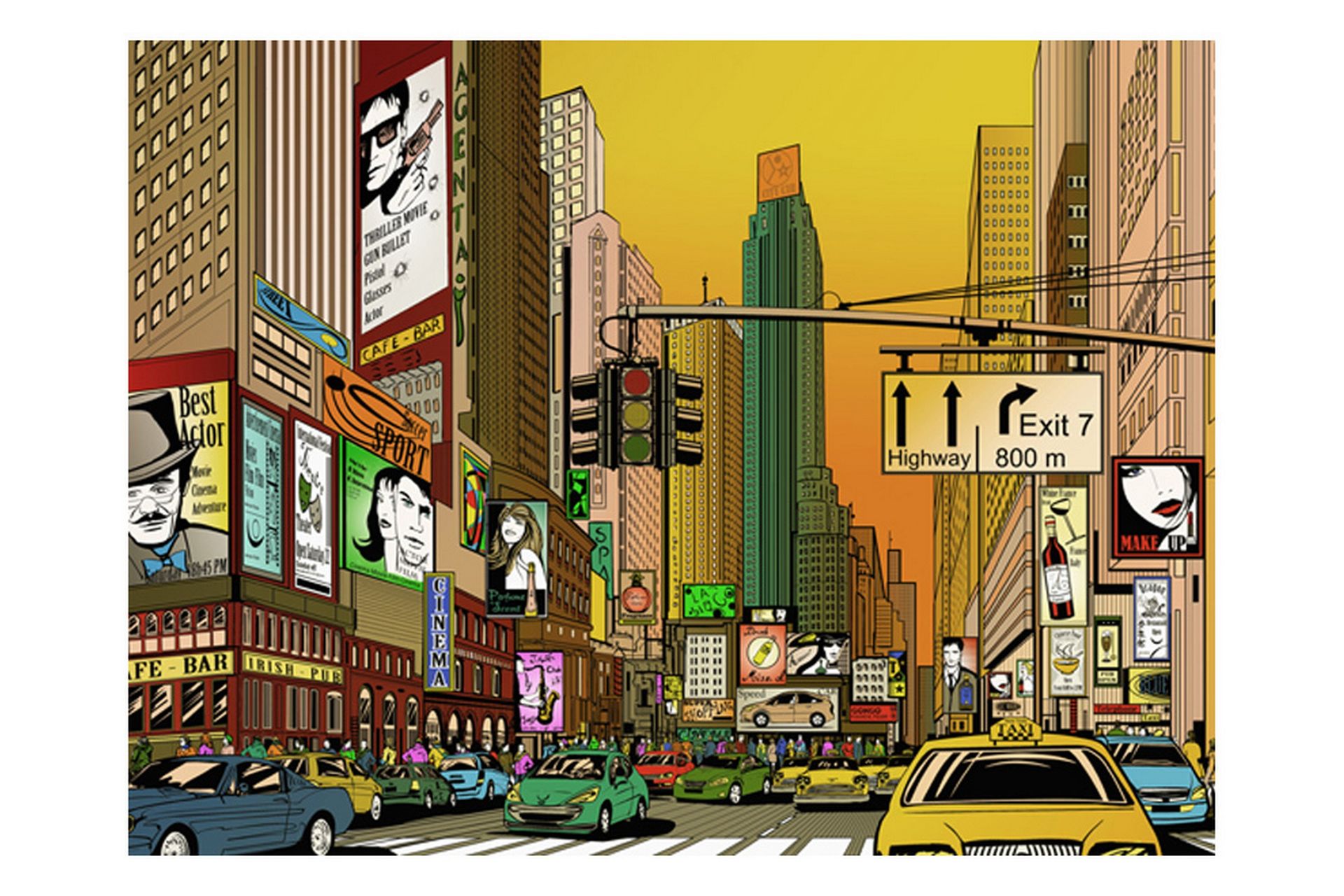 Fototapet Pulsating City NY 200x154 - Artgeist sp. z o. o. - Innredning - Veggdekorasjon - Tapeter - Fototapeter