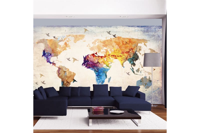 Fototapet Paper Birds 450x270 - Artgeist sp. z o. o. - Innredning - Veggdekorasjon - Tapeter - Fototapeter