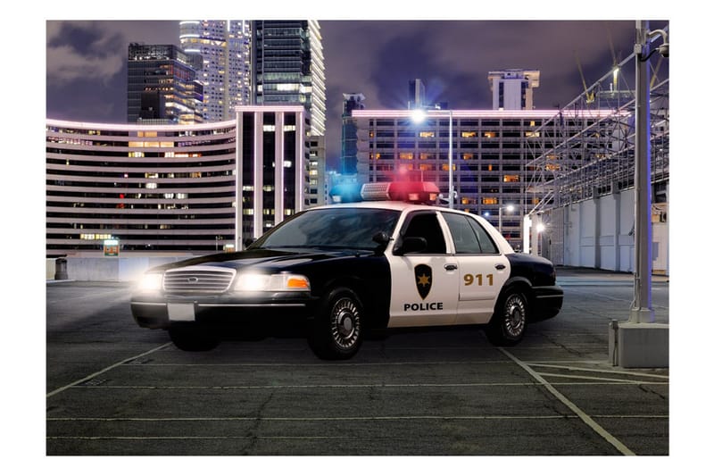 Fototapet Police Car 300x210 - Artgeist sp. z o. o. - Innredning - Veggdekorasjon - Tapeter - Fototapeter