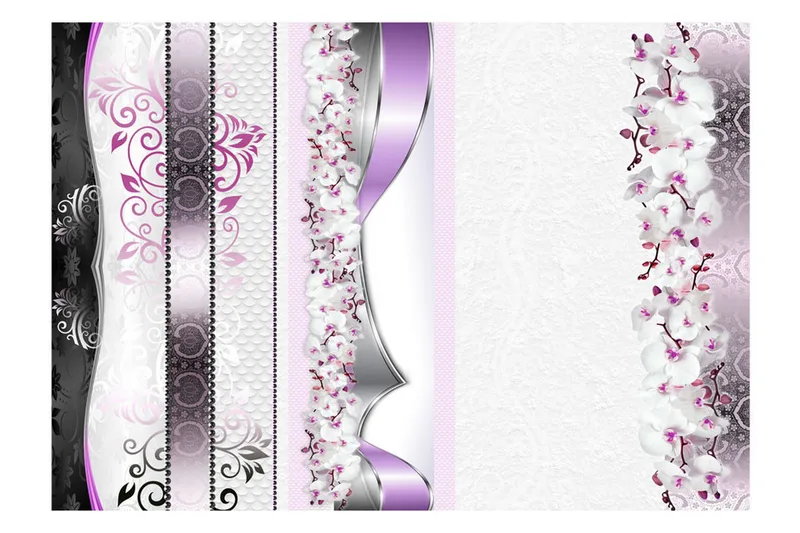 Fototapet Parade Of Orchids In Violet 100x70 - Artgeist sp. z o. o. - Innredning - Veggdekorasjon - Tapeter - Fototapeter