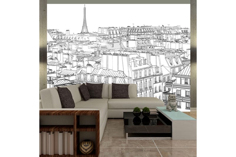Fototapet Parisian S Sketchbook 200x154 - Artgeist sp. z o. o. - Innredning - Veggdekorasjon - Tapeter - Fototapeter
