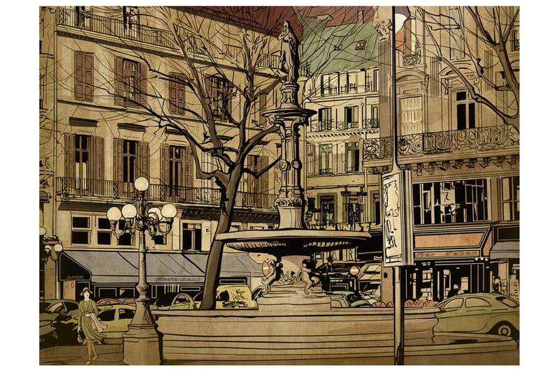 Fototapet Parisian Fountain 250x193 - Artgeist sp. z o. o. - Innredning - Veggdekorasjon - Tapeter - Fototapeter