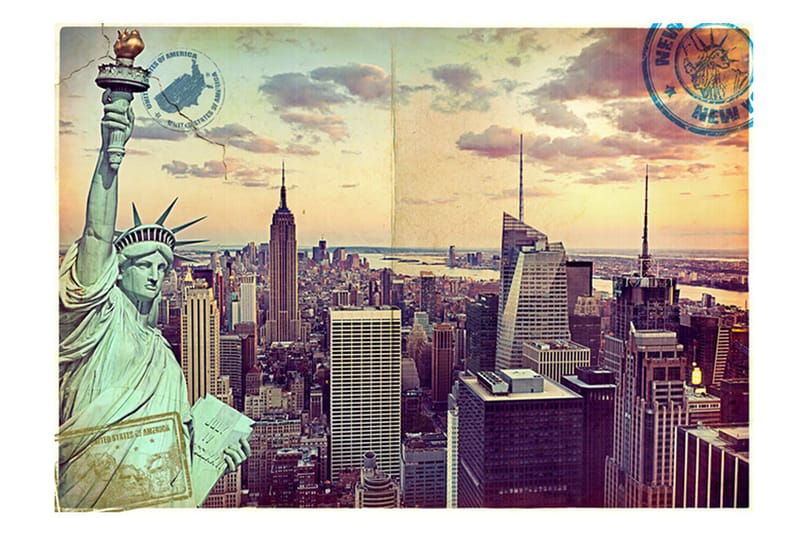 Fototapet Postcard From New York 300x210 - Artgeist sp. z o. o. - Innredning - Veggdekorasjon - Tapeter - Fototapeter