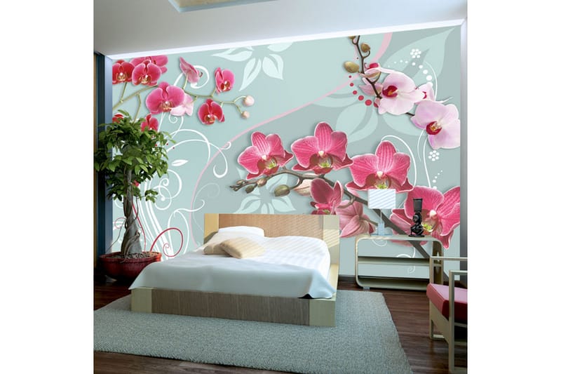 Fototapet Pink Orchids Variation II 150x105 - Artgeist sp. z o. o. - Innredning - Veggdekorasjon - Tapeter - Fototapeter
