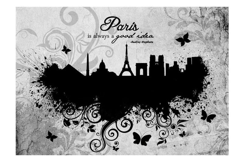 Fototapet Paris Is Always A Good Idea B&W 200x140 - Artgeist sp. z o. o. - Innredning - Veggdekorasjon - Tapeter - Fototapeter