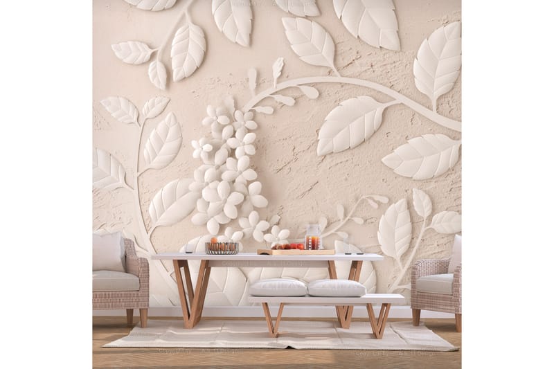 Fototapet Paper Flowers Beige 150x105 - Innredning - Veggdekorasjon - Tapeter - Fototapeter