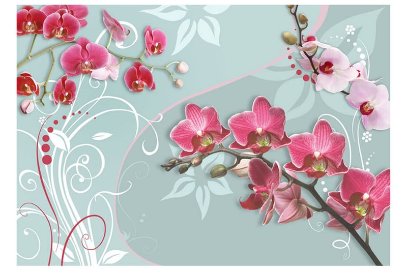 Fototapet Pink Orchids Variation II 250x175 - Artgeist sp. z o. o. - Innredning - Veggdekorasjon - Tapeter - Fototapeter