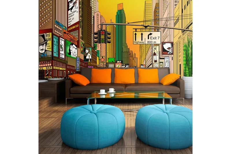 Fototapet Pulserende By NY 450x270 - Artgeist sp. z o. o. - Innredning - Veggdekorasjon - Tapeter - Fototapeter