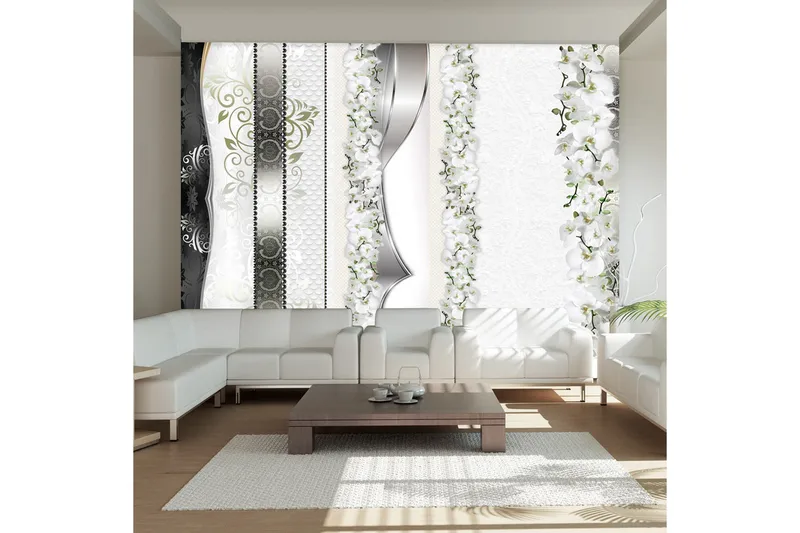 Fototapet Parade Of Orchids In Shades Of Gray 400x280, Artgeist sp. z o. o.