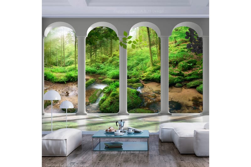 Fototapet Pillars And Forest 200x140 - Artgeist sp. z o. o. - Innredning - Veggdekorasjon - Tapeter - Fototapeter