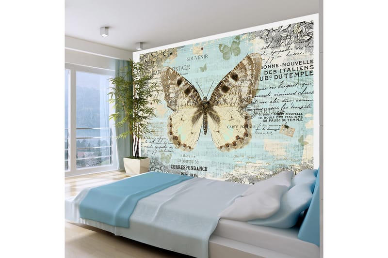 Tapet Postcard With Butterfly 200x140 - Artgeist sp. z o. o. - Innredning - Veggdekorasjon - Tapeter - Fototapeter