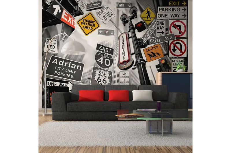 Veggmaleri NYC Sign On A Monochrome Background 200x154, Artgeist sp. z o. o.