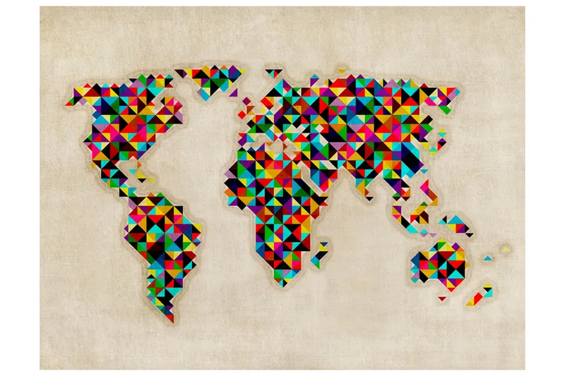Veggmaleri World Map A Kaleidoscope 200x154, Artgeist sp. z o. o.