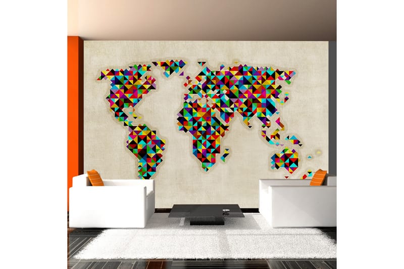 Veggmaleri World Map A Kaleidoscope 200x154 - Artgeist sp. z o. o. - Innredning - Veggdekorasjon - Tapeter - Fototapeter