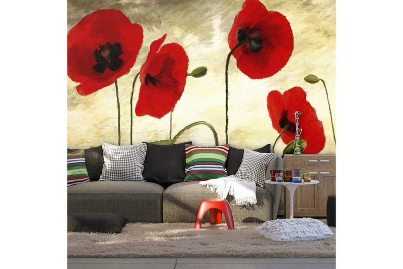 Veggmaleri Painted Poppy 200x154, Artgeist sp. z o. o.