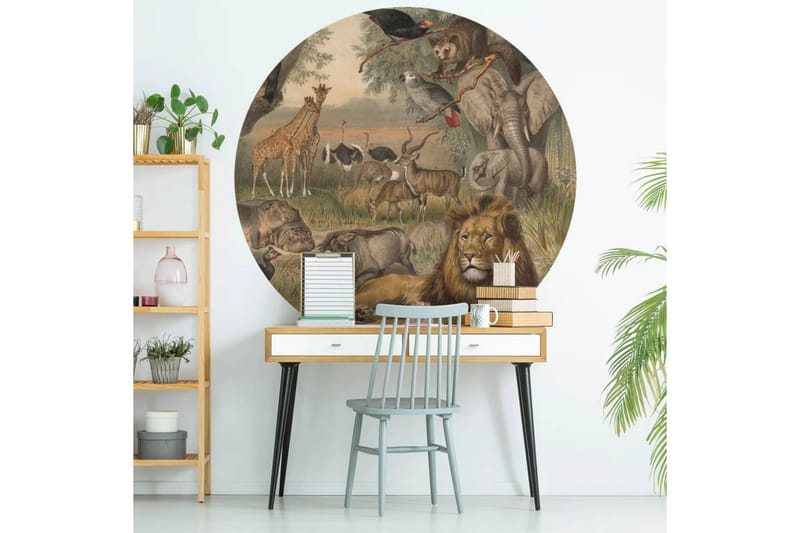WallArt Tapetsirkel Animals of Africa 142,5 cm - Flerfarget - Innredning - Veggdekorasjon - Tapeter - Fototapeter
